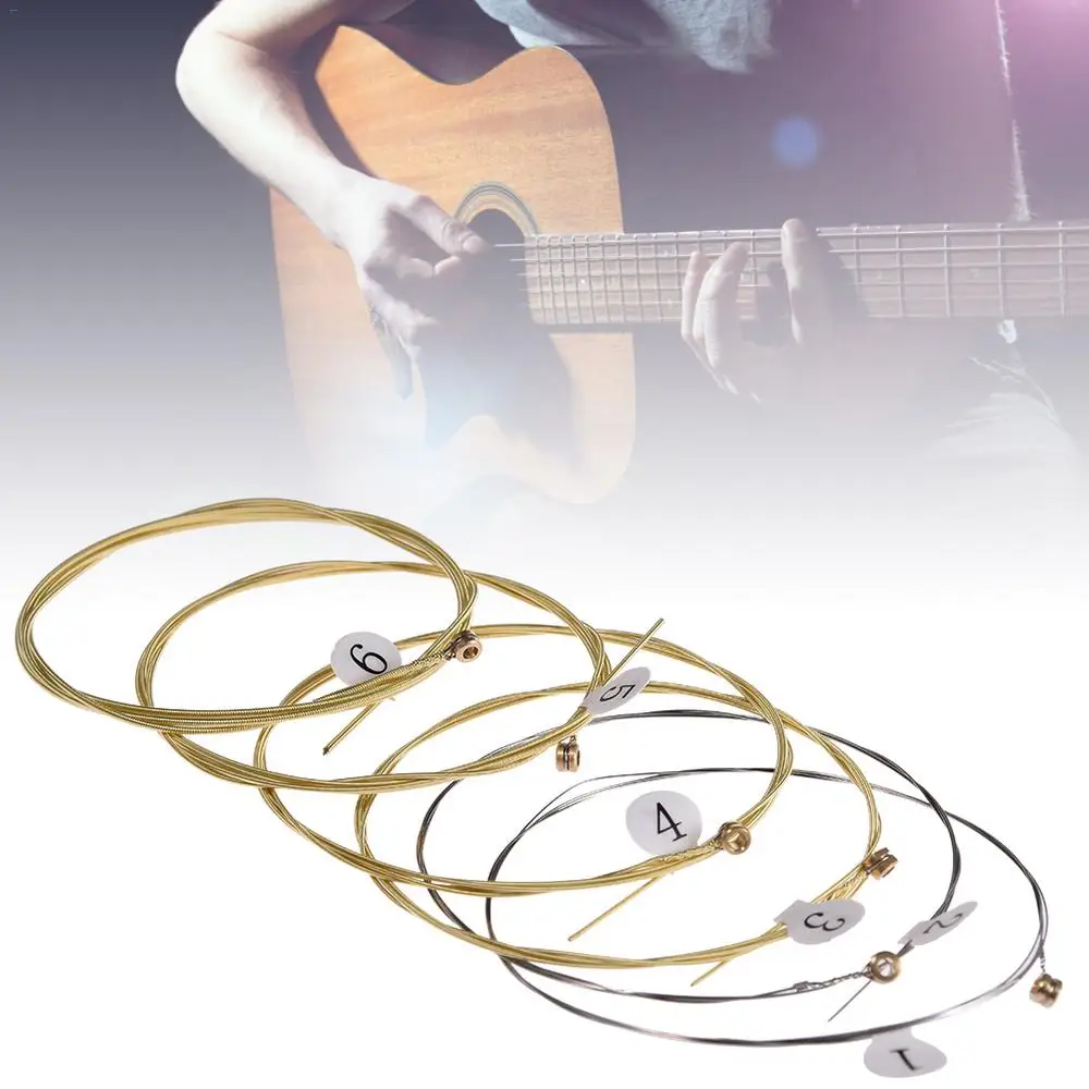 6pcs/set Universal Acoustic Guitar String Brass Hexagonal Steel Core Strings For Musical Instruments Guitars Strings Guitar Part