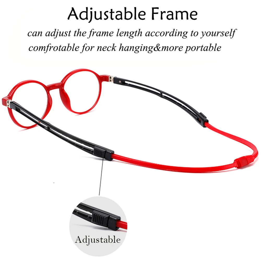 NONOR Reading Glasses Women Men Magnetic Hanging Neck Magnifier Adjustable TR Glasses Presbyopia Eyeglasses Men Reading Eyewear