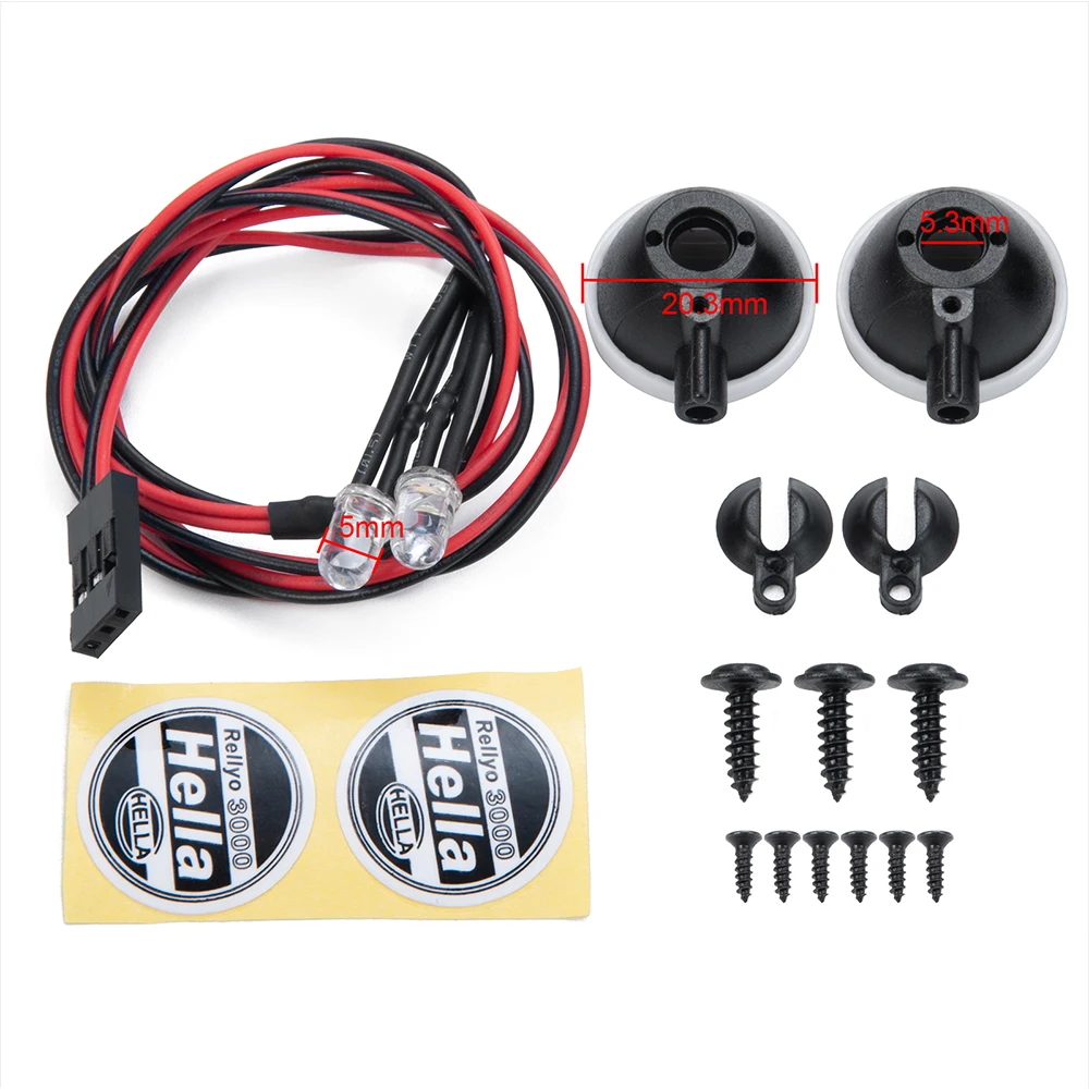 YEAHRUN 2/4Pcs 1:10 RC Crawler Car Parts Round LED Light & Cover for TRX-4 Axial SCX10 Tamiya CC01 D90 TF2 RC Car