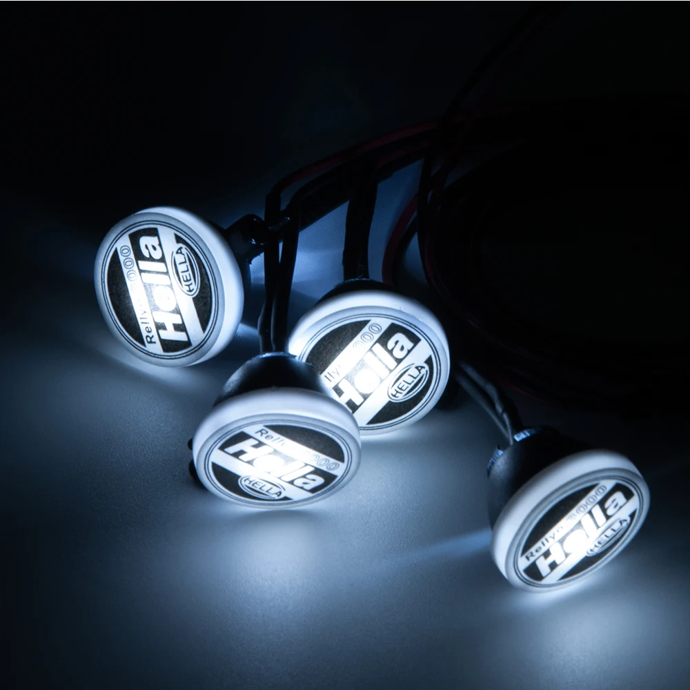 YEAHRUN 2/4Pcs 1:10 RC Crawler Car Parts Round LED Light & Cover for TRX-4 Axial SCX10 Tamiya CC01 D90 TF2 RC Car
