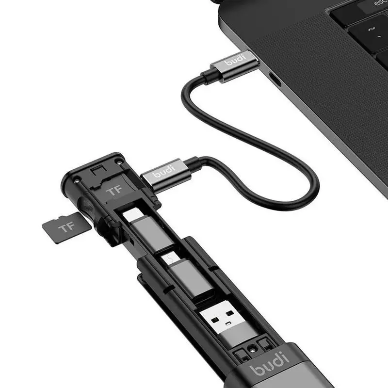 BUDI Multi-function Smart Adapter Card Storage Data TF Types Cable USB Box 6 KIT SD Memory Card SIM Multi-Cable Reader Cable