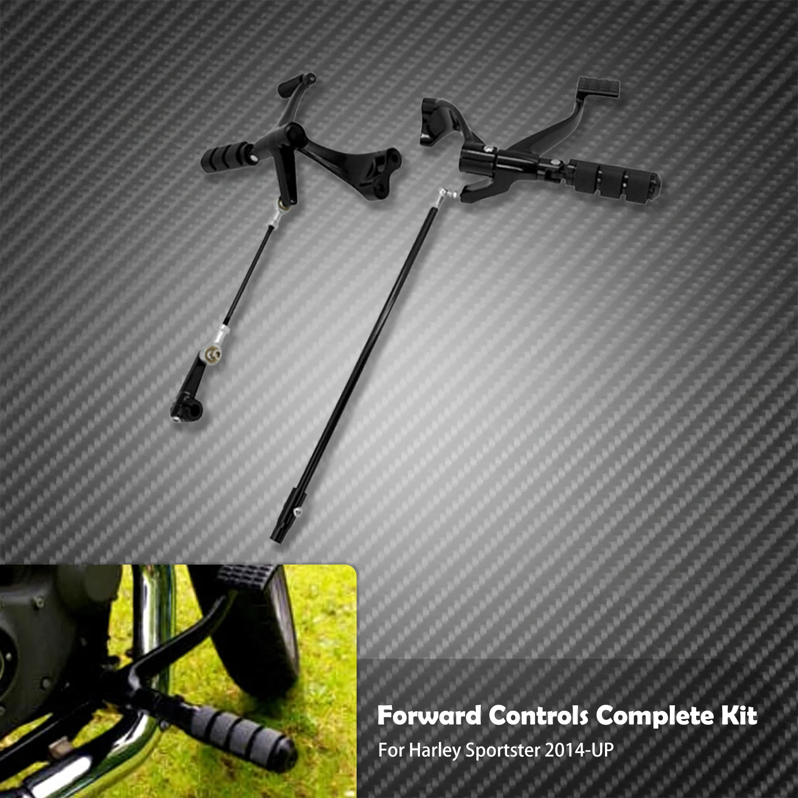 Motorcycle Black Forward Controls Complete Kit Pegs Levers Linkages For Harley Sportster XL883 XL1200 2004-2013 2014-2021 2022