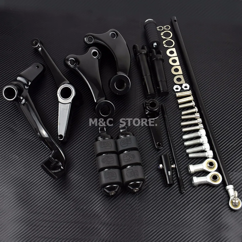 Motorcycle Black Forward Controls Complete Kit Pegs Levers Linkages For Harley Sportster XL883 XL1200 2004-2013 2014-2021 2022