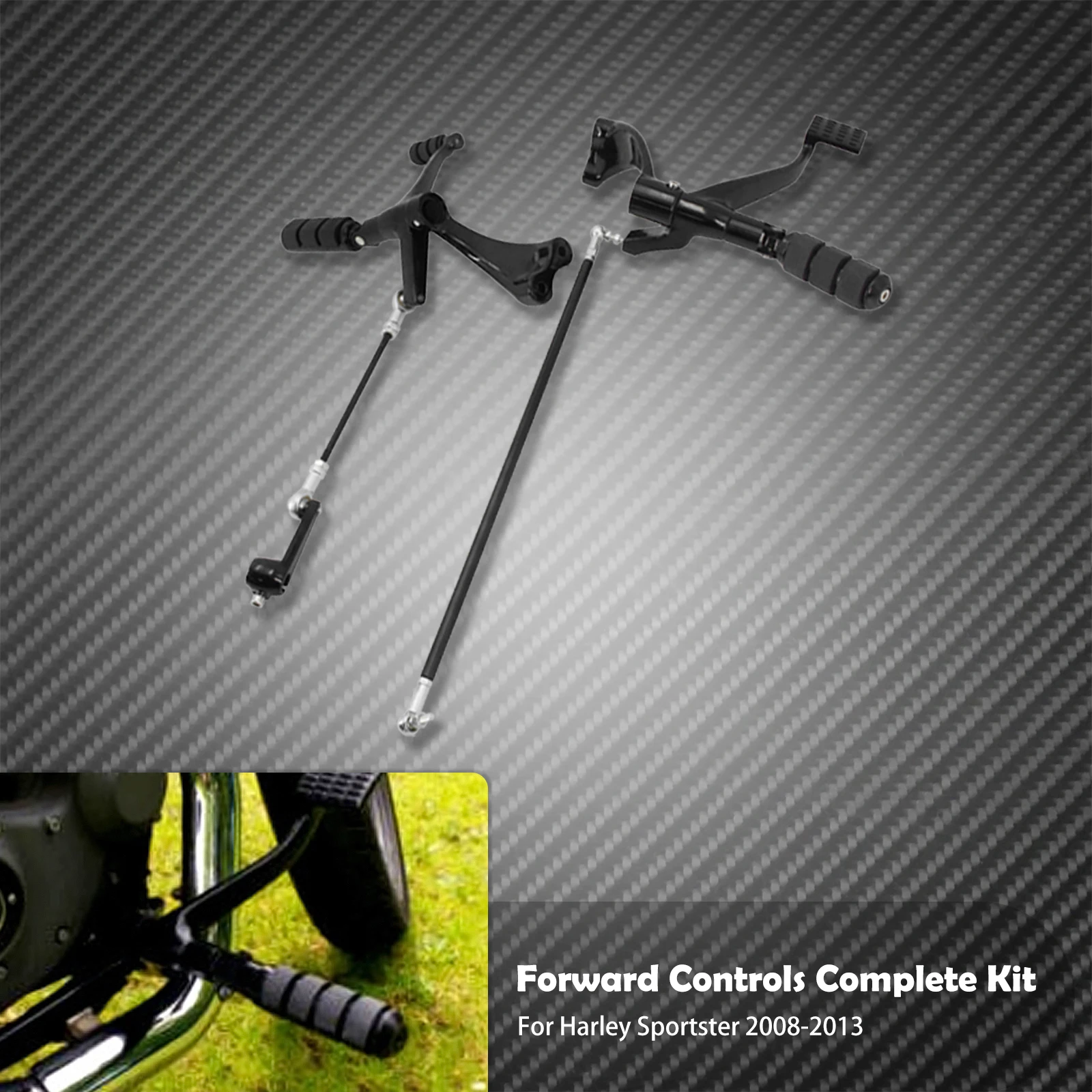 Motorcycle Black Forward Controls Complete Kit Pegs Levers Linkages For Harley Sportster XL883 XL1200 2004-2013 2014-2021 2022