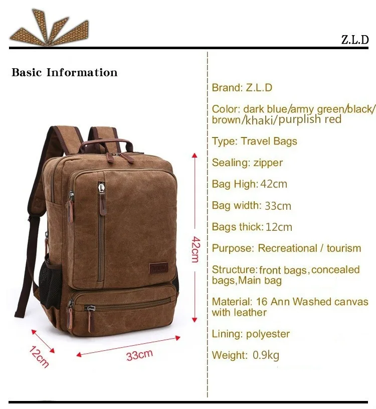 Vintage Canvas Backpack Men Large Capacity Travel Shoulder Bag High Quality Fashion Students Bag Male Notebook Laptop Backpack