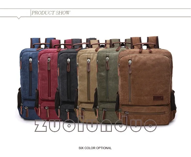 Vintage Canvas Backpack Men Large Capacity Travel Shoulder Bag High Quality Fashion Students Bag Male Notebook Laptop Backpack