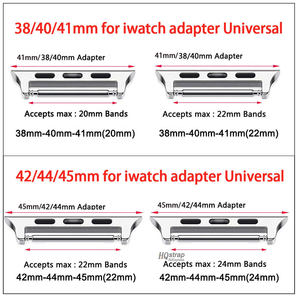 Connector Adapter for Apple Watch Series 6 40mm 49mm Band Connectors for Apple Watch 44mm 45/41mm Stainless Steel 8 7 SE 5 4 3 9