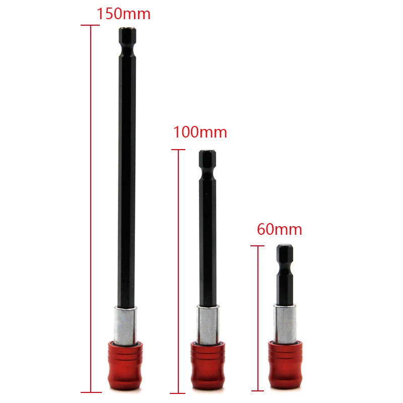 60mm/100mm/150mm Quick Release Locking Socket Extension Bar Rod Set Kits 1/4 Inch Hex Shank Holder Drill Bits