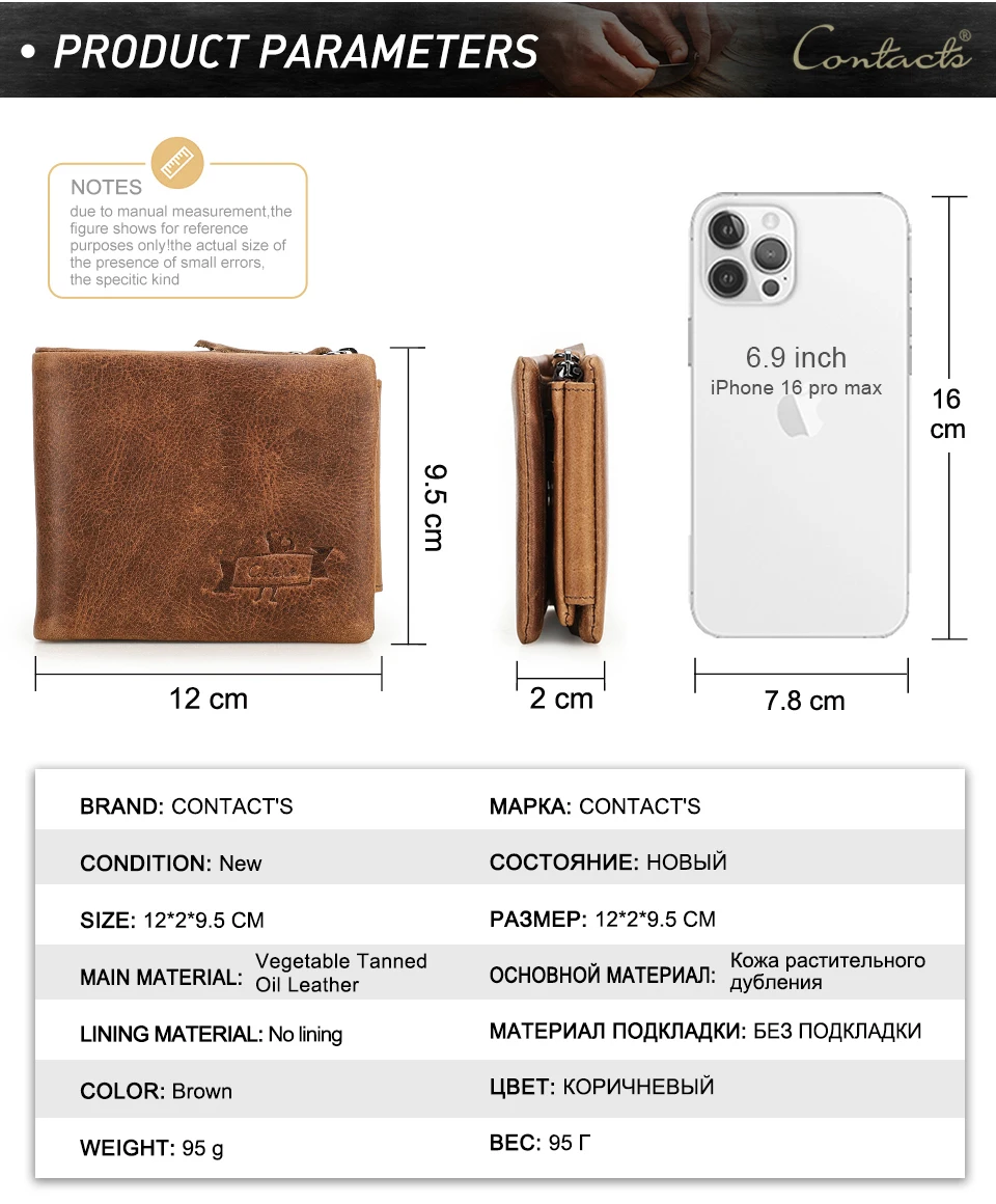 CONTACT'S Men Short Wallets Genuine Leather Wallet Male Coin Purse Trifold Card Holder Money Clip Pocket Mini Wallets Men's Bag