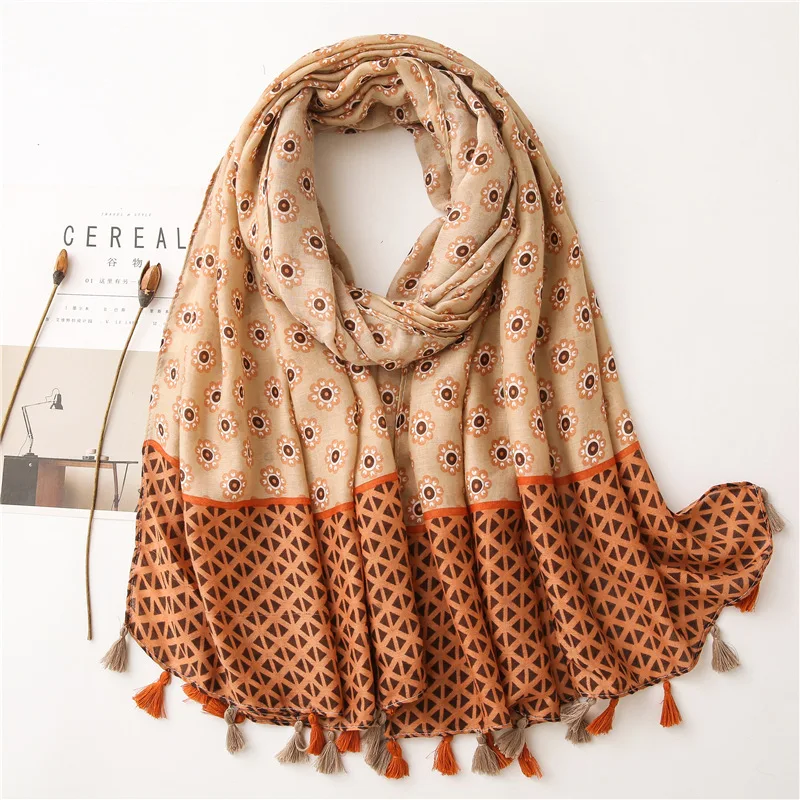 2020 New Fashion Print Summer Women cotton Scarf Polka Dot Beach Hijab Shawls and Wraps Female Foulard Echarpe Designer Bandana