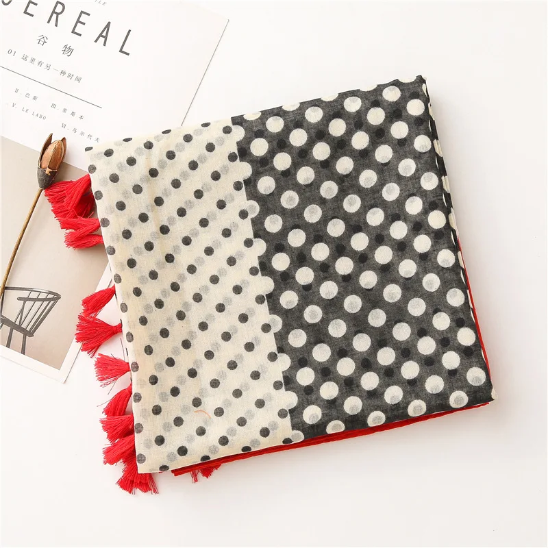 2020 New Fashion Print Summer Women cotton Scarf Polka Dot Beach Hijab Shawls and Wraps Female Foulard Echarpe Designer Bandana