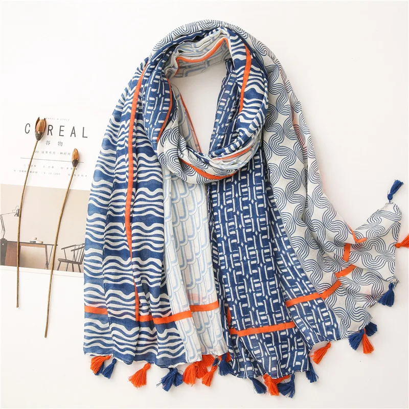 2020 New Fashion Print Summer Women cotton Scarf Polka Dot Beach Hijab Shawls and Wraps Female Foulard Echarpe Designer Bandana