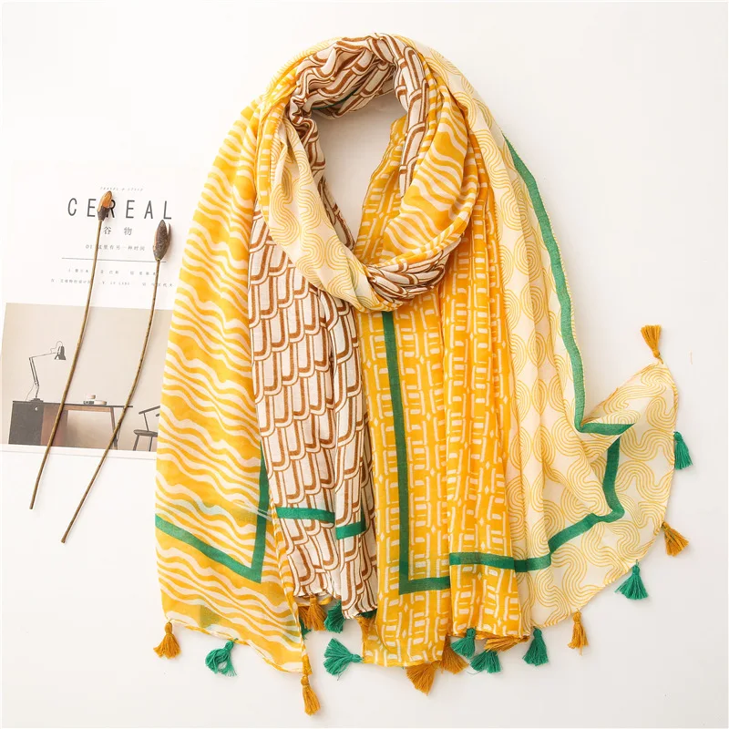 2020 New Fashion Print Summer Women cotton Scarf Polka Dot Beach Hijab Shawls and Wraps Female Foulard Echarpe Designer Bandana