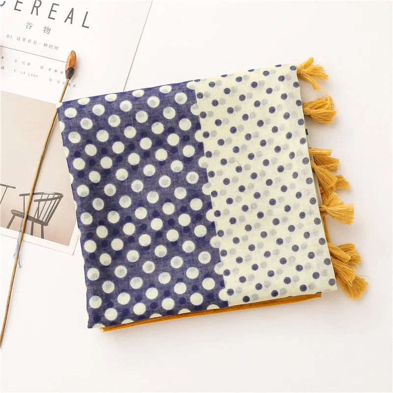 2020 New Fashion Print Summer Women cotton Scarf Polka Dot Beach Hijab Shawls and Wraps Female Foulard Echarpe Designer Bandana