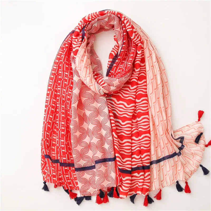 2020 New Fashion Print Summer Women cotton Scarf Polka Dot Beach Hijab Shawls and Wraps Female Foulard Echarpe Designer Bandana