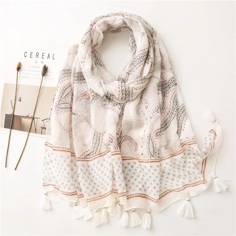 2020 New Fashion Print Summer Women cotton Scarf Polka Dot Beach Hijab Shawls and Wraps Female Foulard Echarpe Designer Bandana