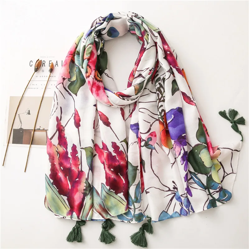 2020 New Fashion Print Summer Women cotton Scarf Polka Dot Beach Hijab Shawls and Wraps Female Foulard Echarpe Designer Bandana