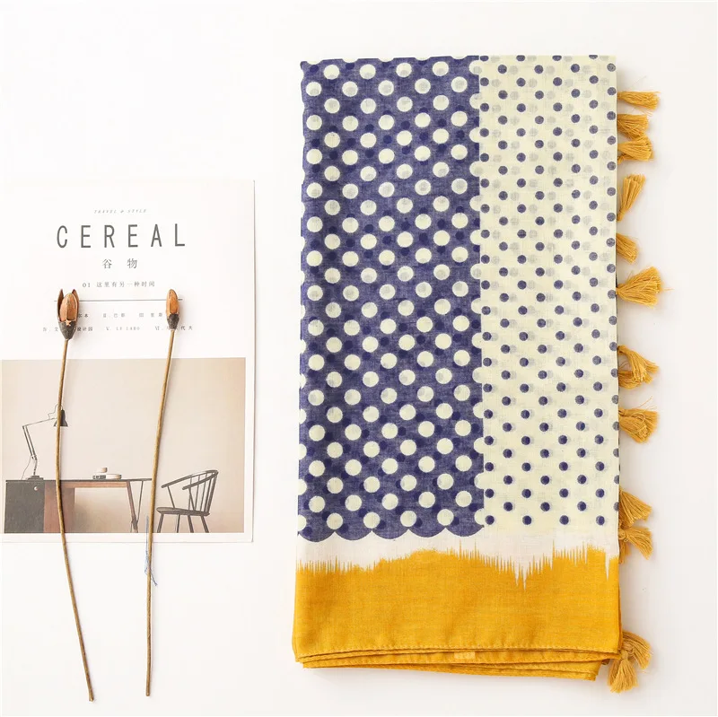 2020 New Fashion Print Summer Women cotton Scarf Polka Dot Beach Hijab Shawls and Wraps Female Foulard Echarpe Designer Bandana