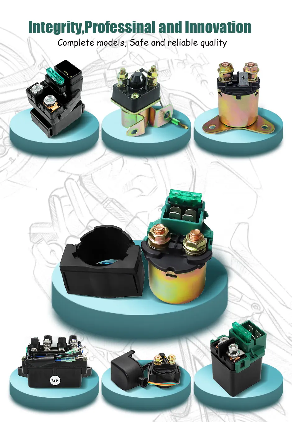 Motorcycle Starter Solenoid Relay for Honda CH150 CRF150 CRF230 NX250 NX650 VTR250 CBR400RR CBR600 CBR1000 CBX1000 CMX450 GB500