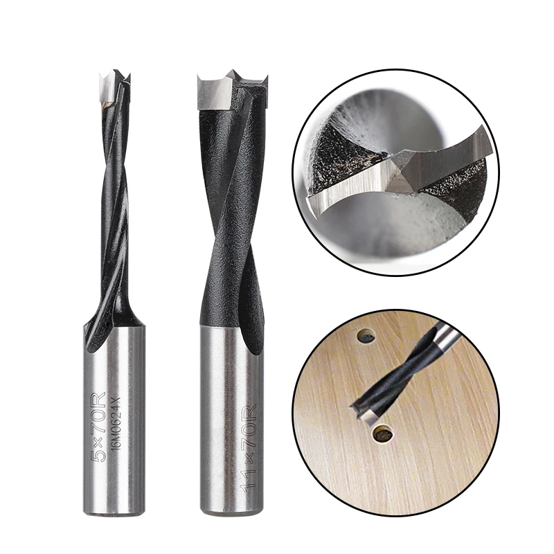 CMCP 2 Flute Carbide Wood Forstner Drill Bits 4-14mm Right Rotation Wood Hole Cutter 70mm Total Length Router Bit