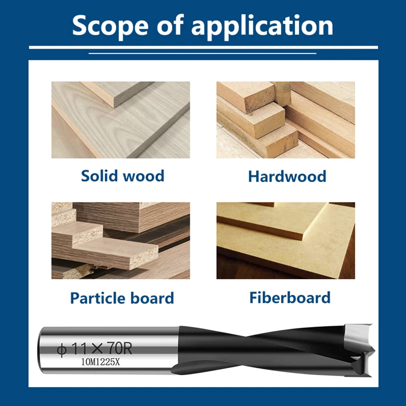 CMCP 2 Flute Carbide Wood Forstner Drill Bits 4-14mm Right Rotation Wood Hole Cutter 70mm Total Length Router Bit