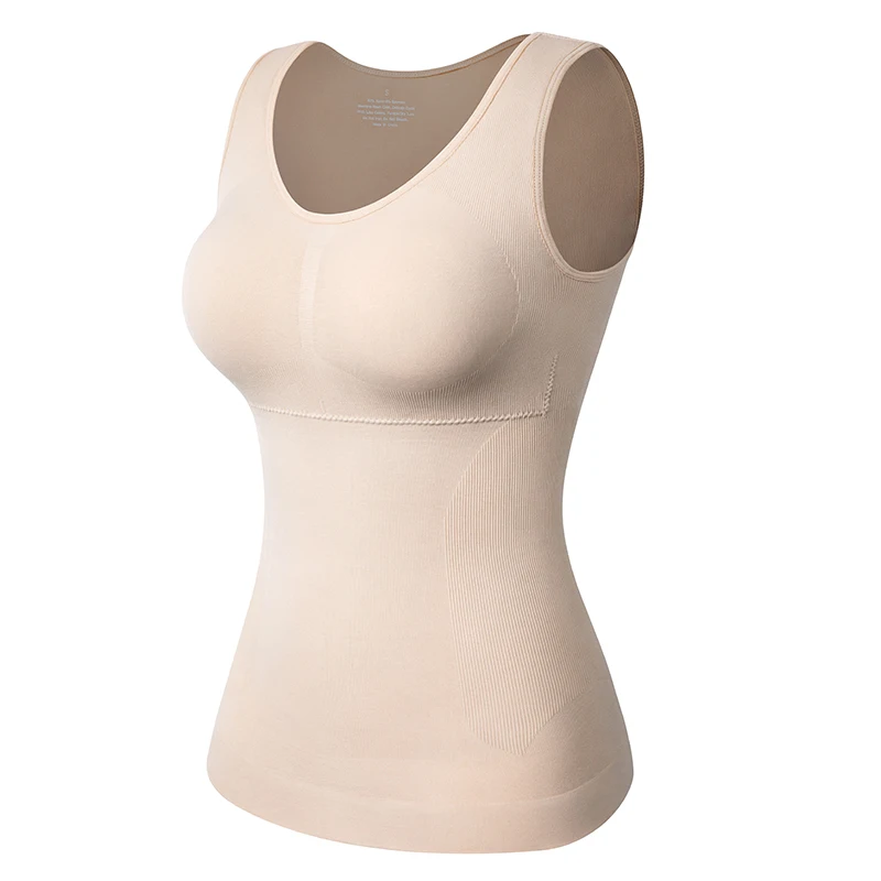 Women Cami Shaper with Built in Bra Tummy Control Camisole Tank Top Underskirts Shapewear Slimming Body Shaper Compression Vest