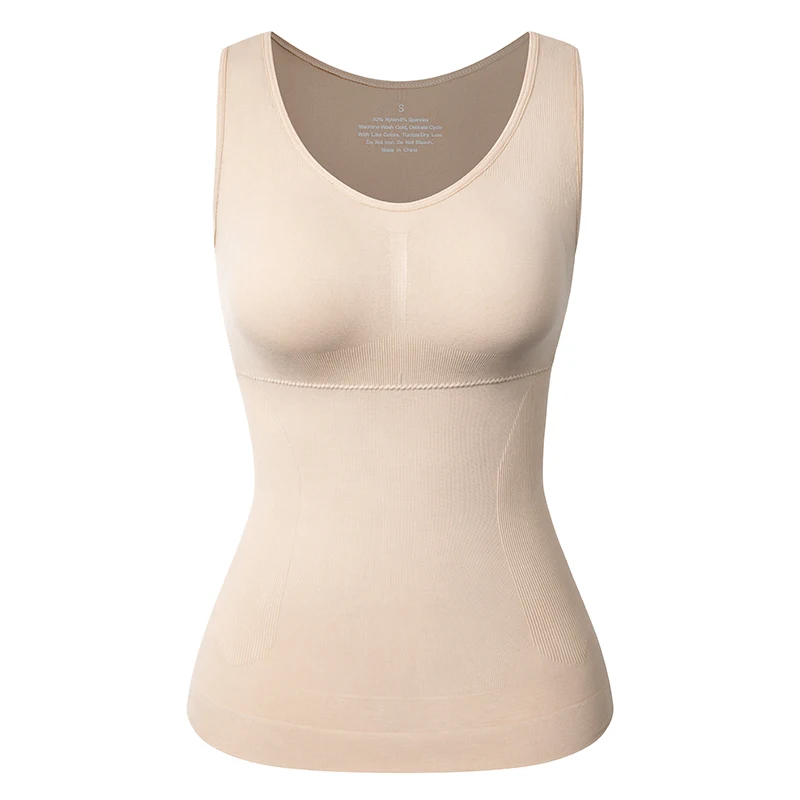 Women Cami Shaper with Built in Bra Tummy Control Camisole Tank Top Underskirts Shapewear Slimming Body Shaper Compression Vest