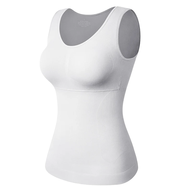 Women Cami Shaper with Built in Bra Tummy Control Camisole Tank Top Underskirts Shapewear Slimming Body Shaper Compression Vest