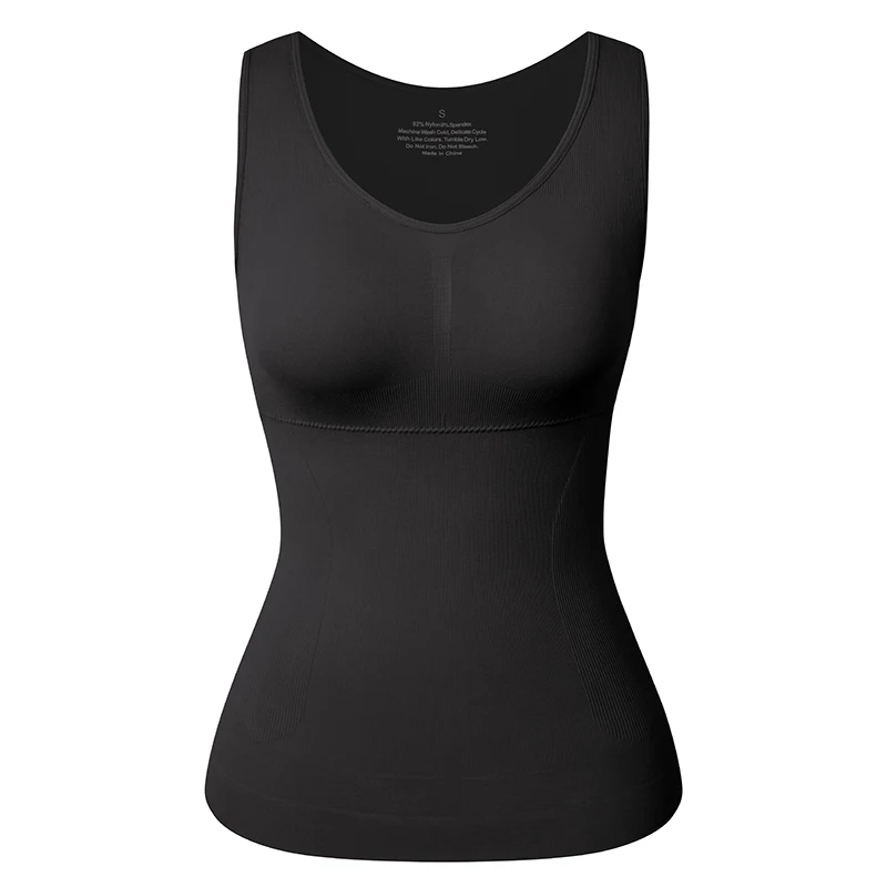 Women Cami Shaper with Built in Bra Tummy Control Camisole Tank Top Underskirts Shapewear Slimming Body Shaper Compression Vest
