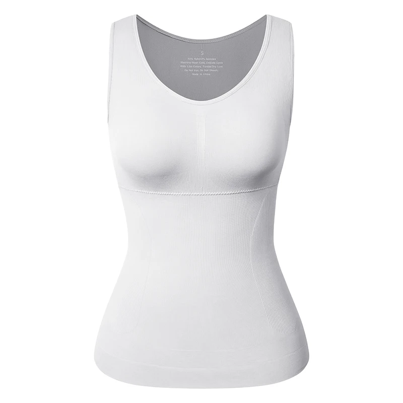 Women Cami Shaper with Built in Bra Tummy Control Camisole Tank Top Underskirts Shapewear Slimming Body Shaper Compression Vest