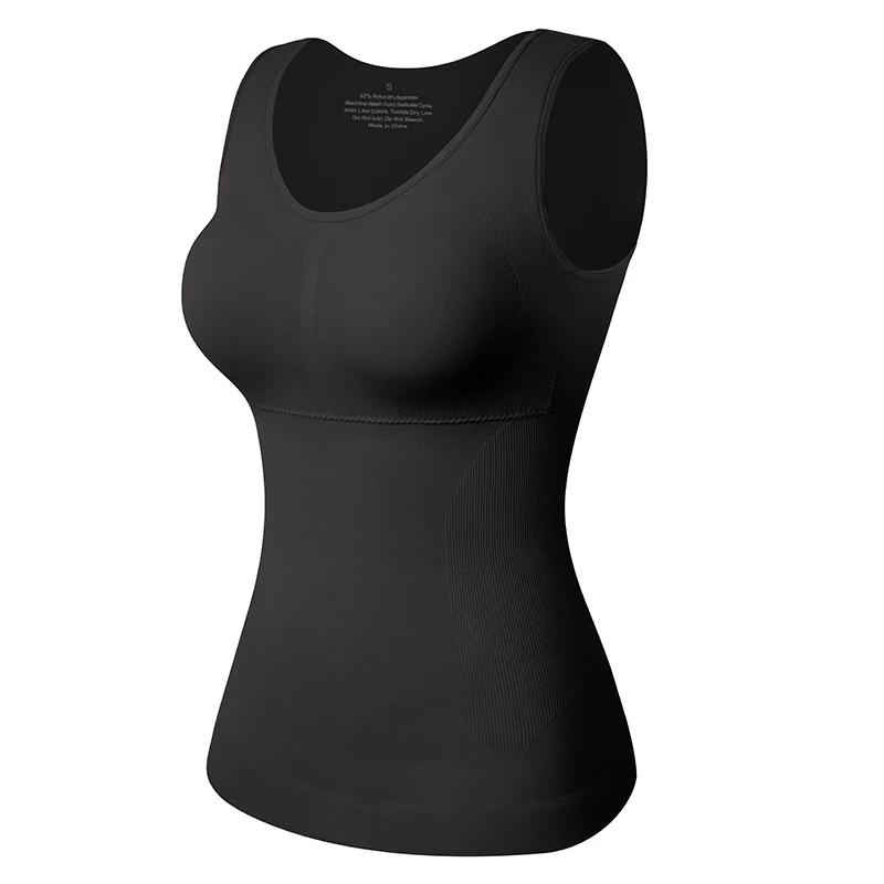 Women Cami Shaper with Built in Bra Tummy Control Camisole Tank Top Underskirts Shapewear Slimming Body Shaper Compression Vest