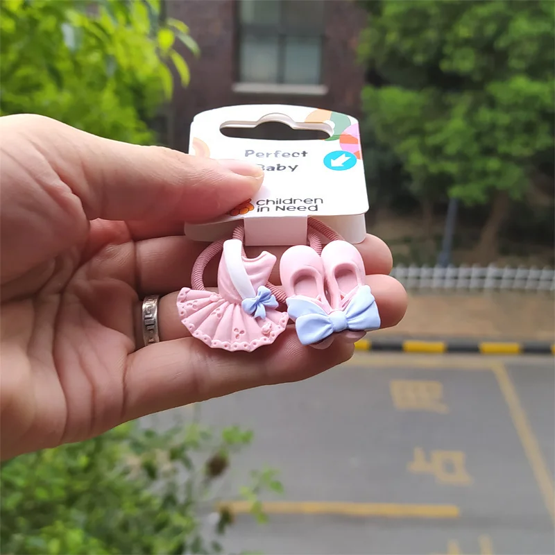 2PCS Cute Ballet Shoes Dancing Clothes Princess Headwear Kids Elastic Hair Bands Children Ropes Girls Accessories Baby Headdress