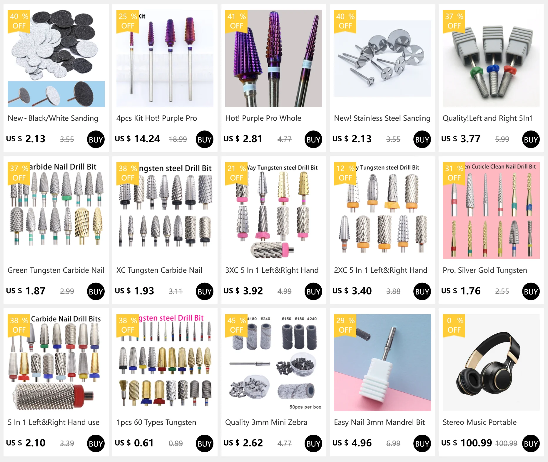 1pcs Pro Carbide Nail Drill Bits Nail Art Electric Drill Machine Files Nail Art Tools Cut and Polish Bottom of Nail