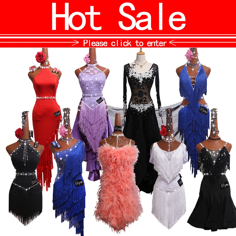 Ballroom Dance Dress Standard Skirt Competition Dress Costumes Performing Dress Customize Adult Children Blue Sparkly Rhinestone