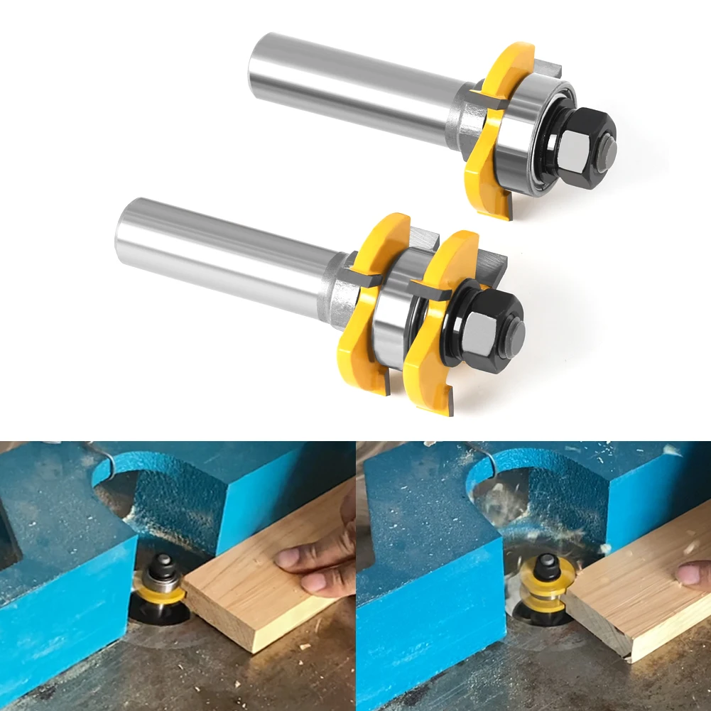 Tongue and Groove Router Bit Set 1/4' X 1/4' - 1/2' Shank Shaker Woodworking Chisel Cutter Tool