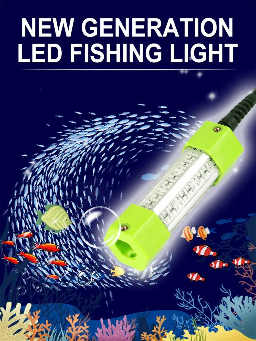 100W 150W DC 12V Green White Squid IP68 High Power Fish Attractant Bait Lure Night Submersible Underwater LED Fishing Light