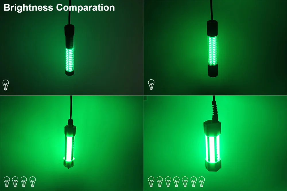 100W 150W DC 12V Green White Squid IP68 High Power Fish Attractant Bait Lure Night Submersible Underwater LED Fishing Light