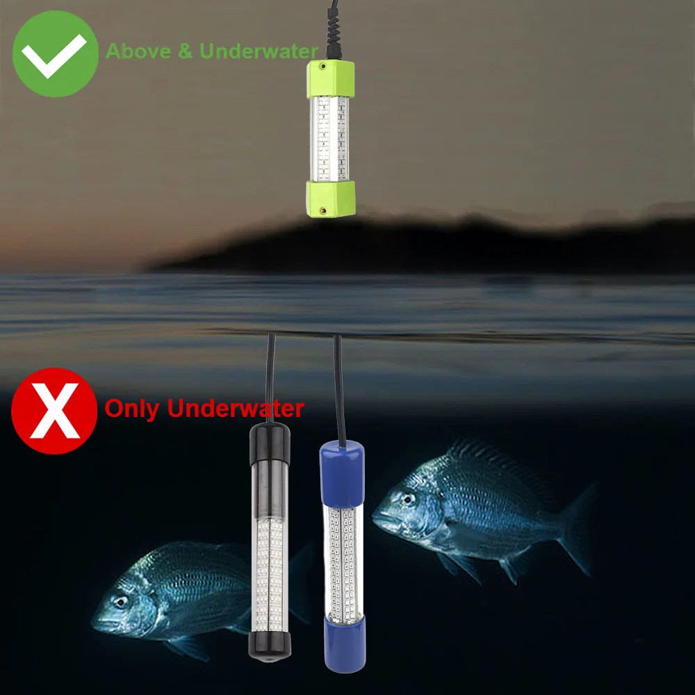 100W 150W DC 12V Green White Squid IP68 High Power Fish Attractant Bait Lure Night Submersible Underwater LED Fishing Light