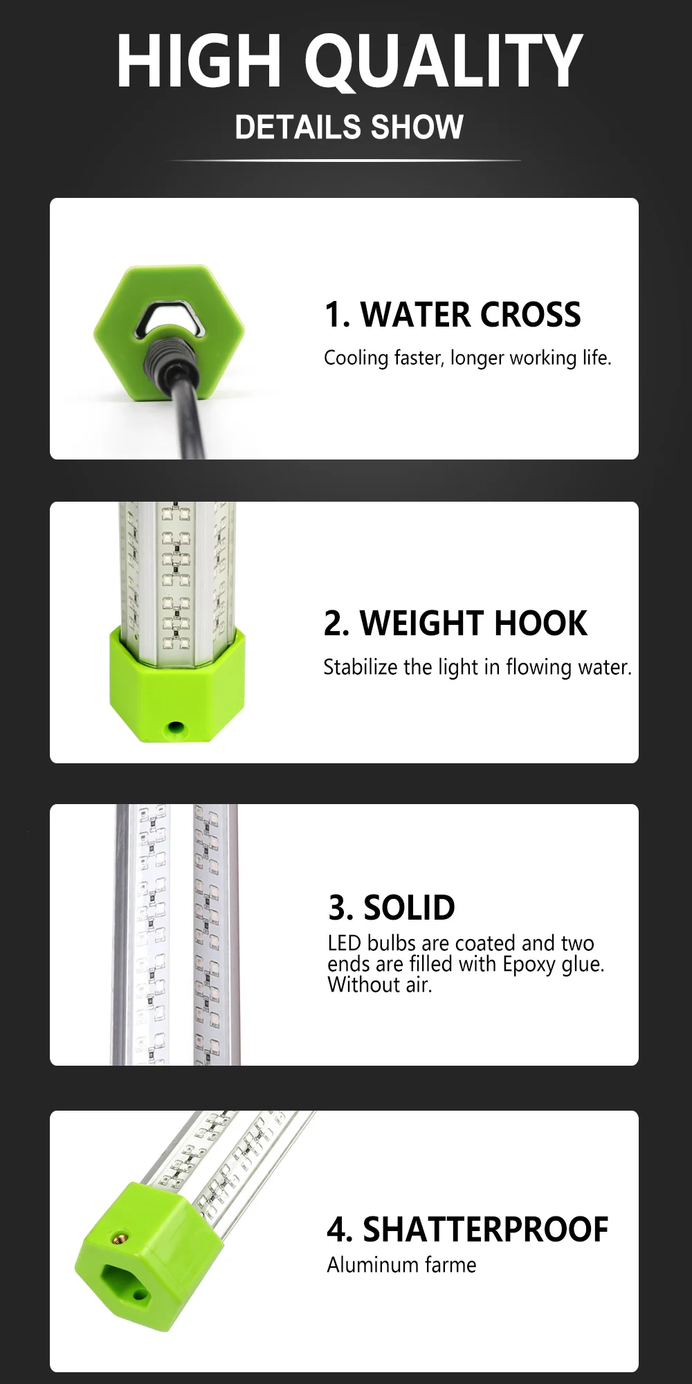 100W 150W DC 12V Green White Squid IP68 High Power Fish Attractant Bait Lure Night Submersible Underwater LED Fishing Light