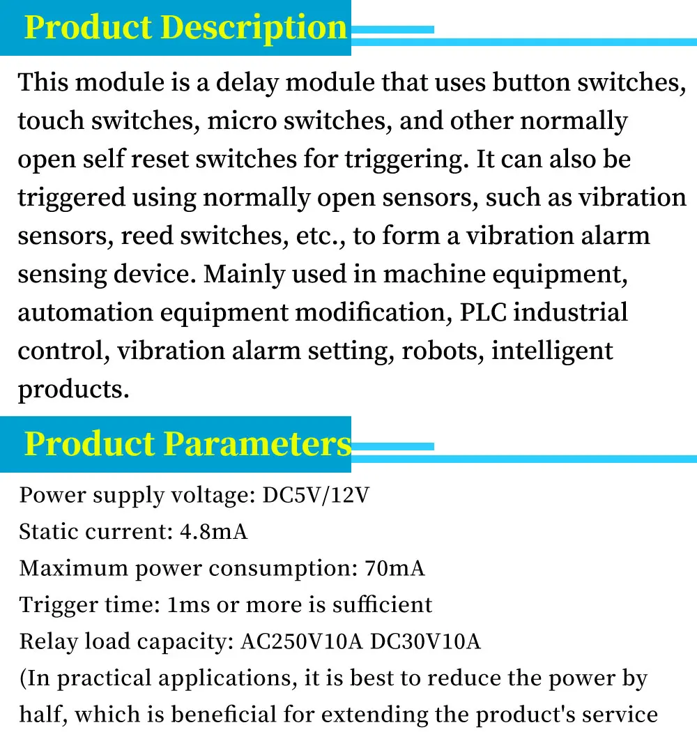 1-10Pcs Javino High Quality Delay Relay Delay Turn On / Delay Turn Off Switch Module with Timer DC 12V 5V Javino