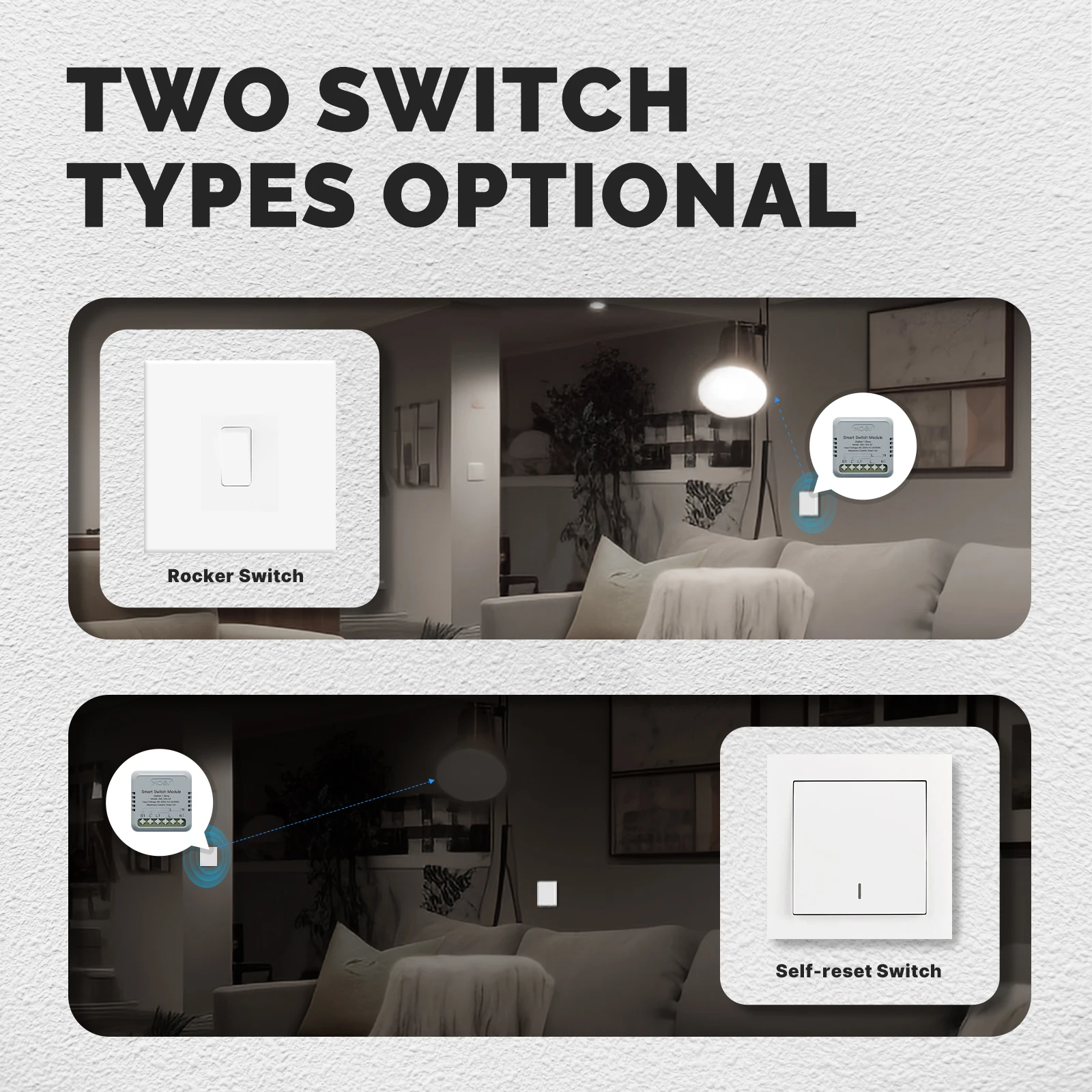 MOES Mini Tuya WiFi/Zigbee Smart Switch/Dimmer Module DIY Module Light Switch 1/2 Gang Remote Control Work Alexa Google Home