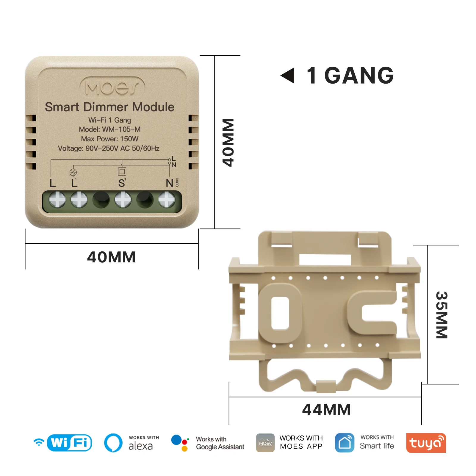 MOES Mini Tuya WiFi/Zigbee Smart Switch/Dimmer Module DIY Module Light Switch 1/2 Gang Remote Control Work Alexa Google Home