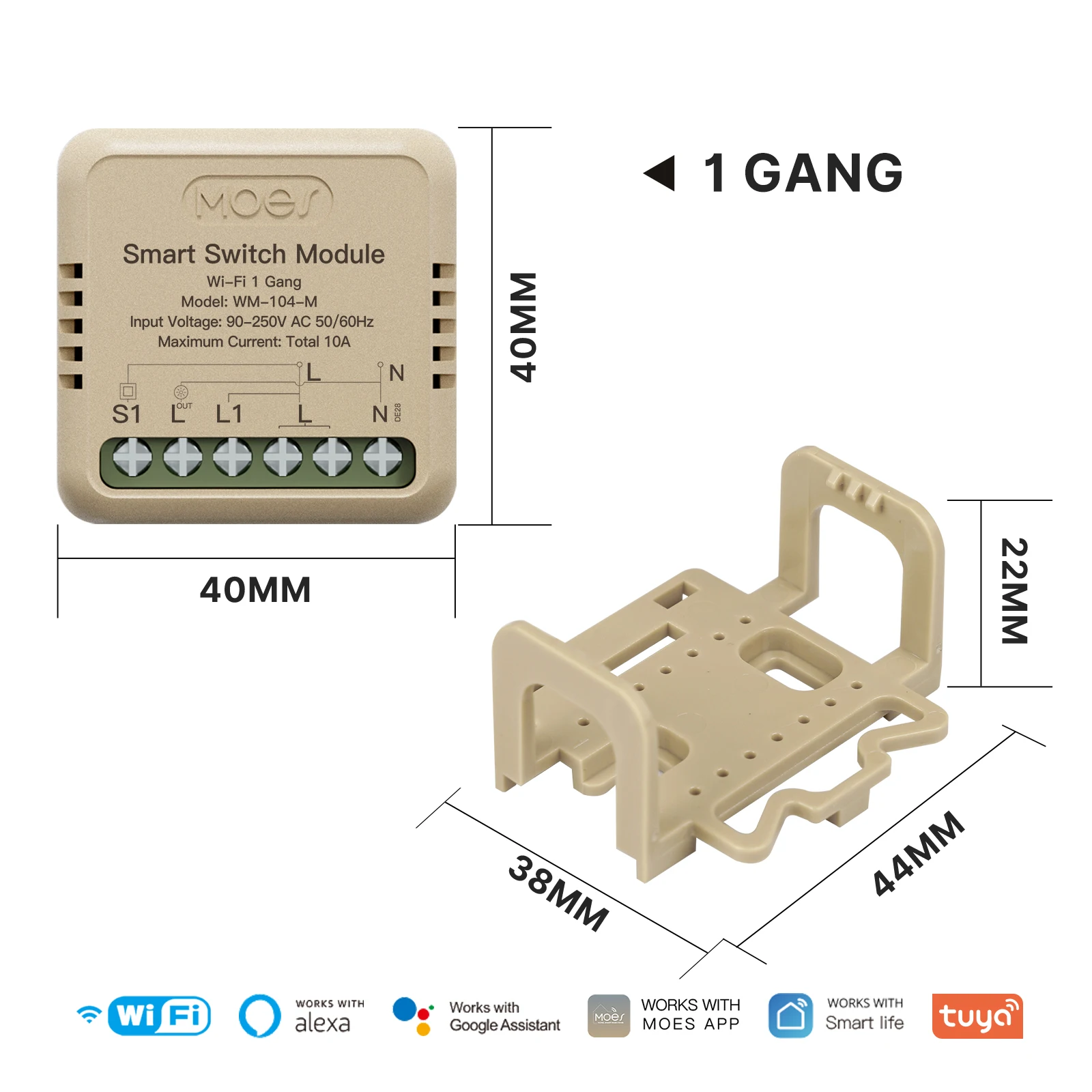 MOES Mini Tuya WiFi/Zigbee Smart Switch/Dimmer Module DIY Module Light Switch 1/2 Gang Remote Control Work Alexa Google Home