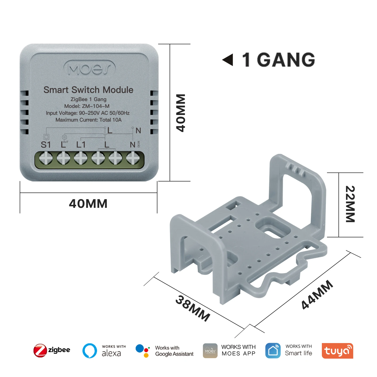MOES Mini Tuya WiFi/Zigbee Smart Switch/Dimmer Module DIY Module Light Switch 1/2 Gang Remote Control Work Alexa Google Home