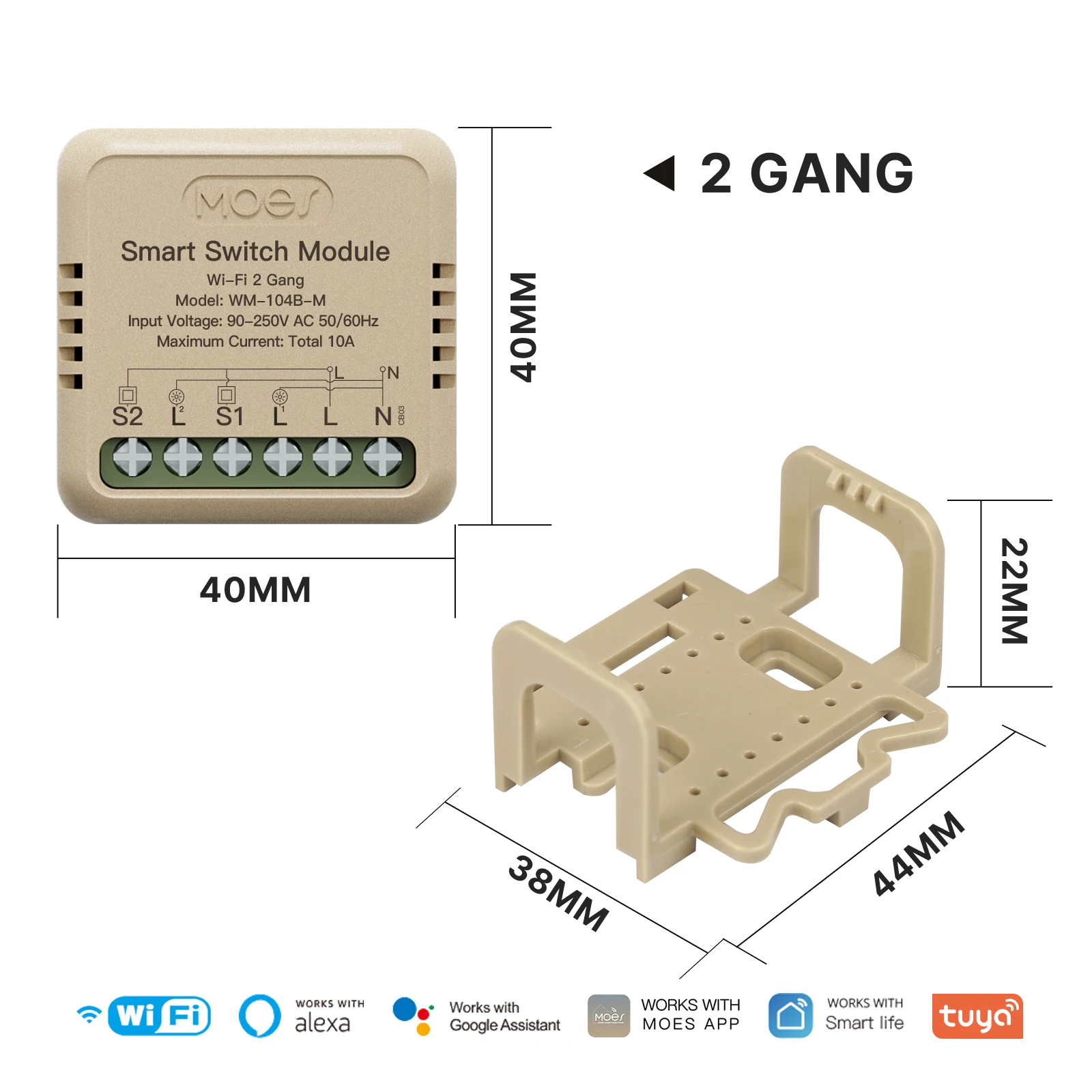 MOES Mini Tuya WiFi/Zigbee Smart Switch/Dimmer Module DIY Module Light Switch 1/2 Gang Remote Control Work Alexa Google Home