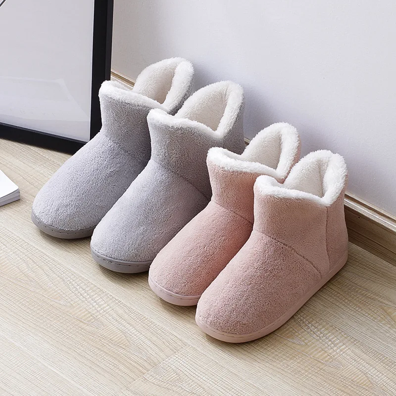 Women Winter Slippers Warm Plush Slip-on Couples Home Floor Shoes Anti-slip Comfortable Flats Female Soft Faux Fur Boots