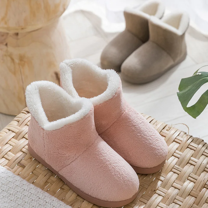 Women Winter Slippers Warm Plush Slip-on Couples Home Floor Shoes Anti-slip Comfortable Flats Female Soft Faux Fur Boots