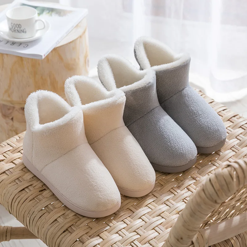 Women Winter Slippers Warm Plush Slip-on Couples Home Floor Shoes Anti-slip Comfortable Flats Female Soft Faux Fur Boots