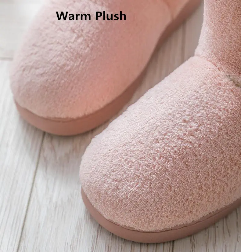 Women Winter Slippers Warm Plush Slip-on Couples Home Floor Shoes Anti-slip Comfortable Flats Female Soft Faux Fur Boots