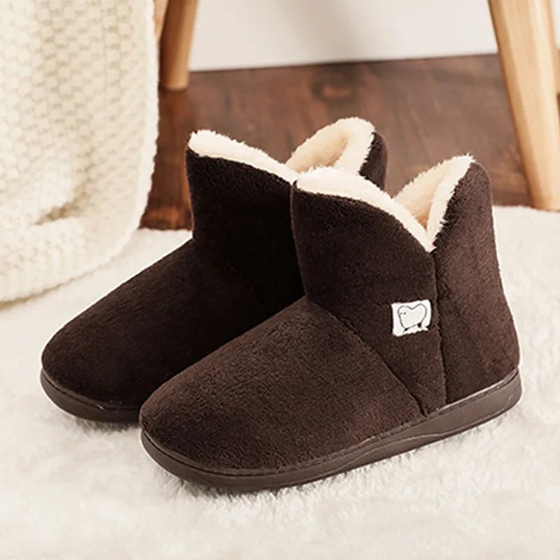 Women Winter Slippers Warm Plush Slip-on Couples Home Floor Shoes Anti-slip Comfortable Flats Female Soft Faux Fur Boots